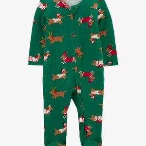 Carter's Festive Green Dog Print Footie